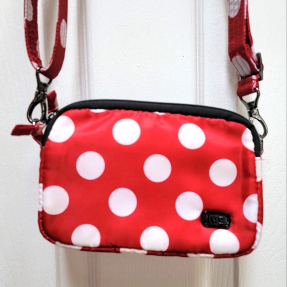 Lug Red Polka Dot Crossbody Bag w/Removable Straps Belt Loops - Picture 1 of 3